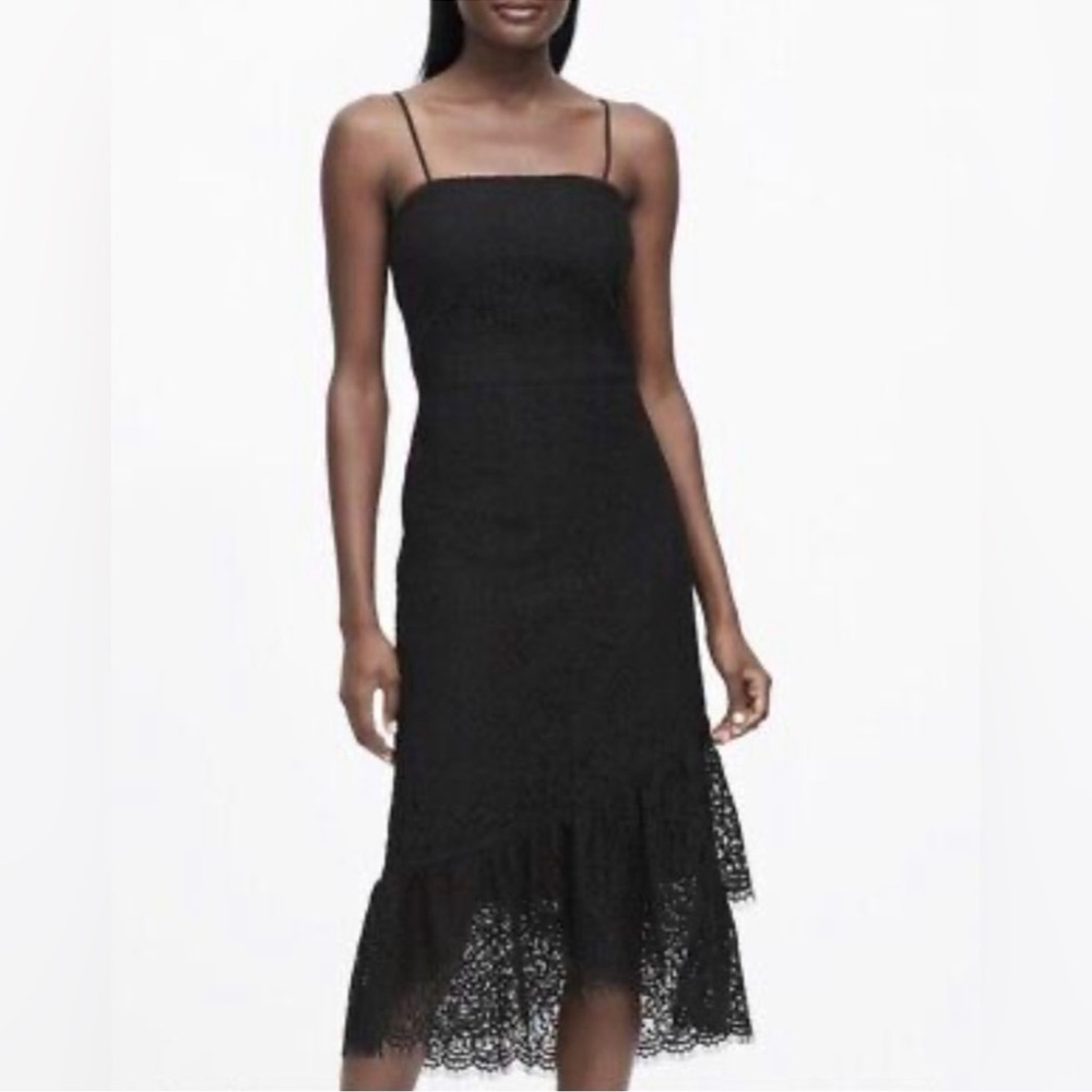 Banana Republic Black Sheath lace Midi Dress